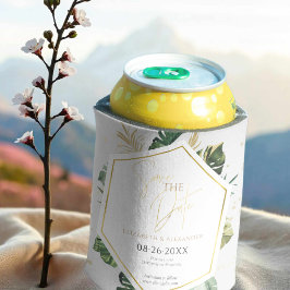 Enfriador De Latas Guión dorado de palmeras tropicales salva la fecha