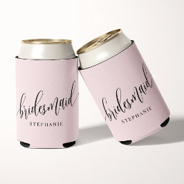 Enfriador De Latas Guión moderno de Rubor Pink Bridesmaid