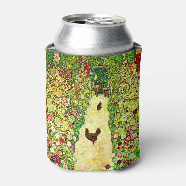 Enfriador De Latas Gustav Klimt Garden con pollos (Lata Anverso)