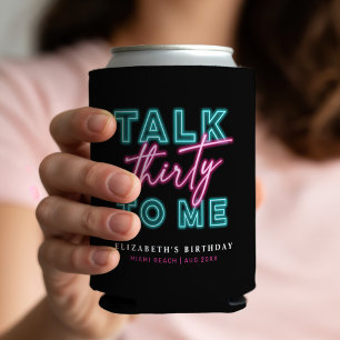 Enfriador De Latas Habla Treinta Para Mí Sucio 30 Neon Azul Y Rosa