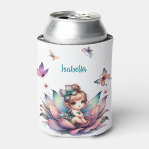 Enfriador De Latas Hada bonita sentada dentro de una flor