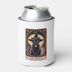 Enfriador De Latas Halloween Bruja Gato Estético Amantes del Tarot Gó