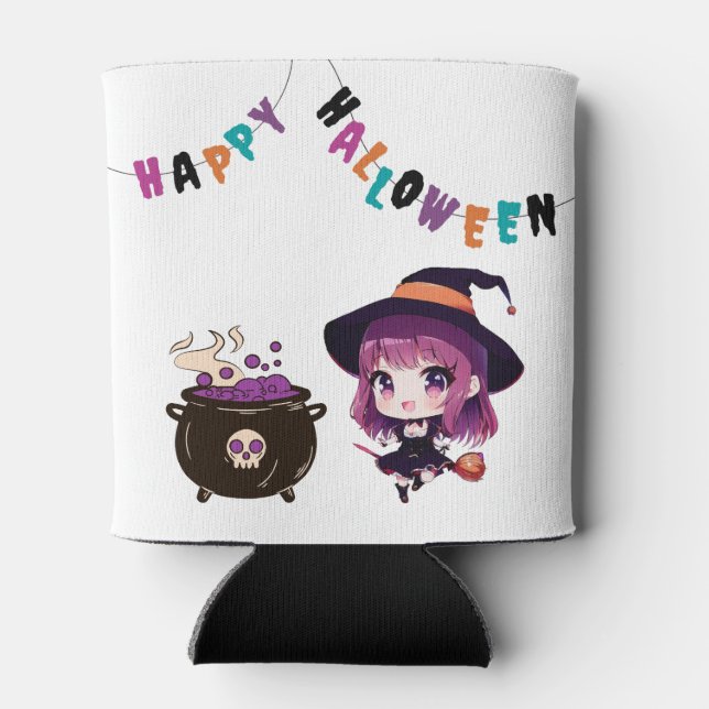 Enfriador De Latas Halloween/bruja/otoño/octubre (Reverso)