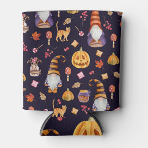 Enfriador De Latas Halloween caprichoso: Gnomes y calabazas
