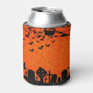 Enfriador De Latas Halloween, cementerio negro naranja