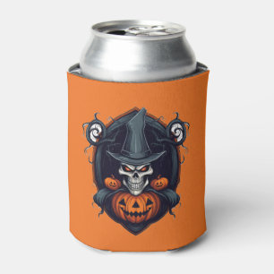 Enfriador De Latas Halloween con cráneo y calabazas tremendas