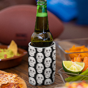 Enfriador De Latas Halloween con el patrón de cráneo asustado