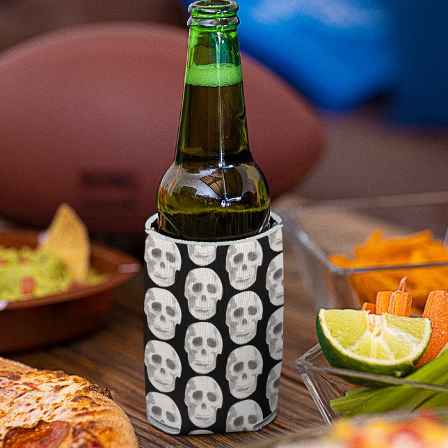 Enfriador De Latas Halloween con el patrón de cráneo asustado (Subido por el creador)