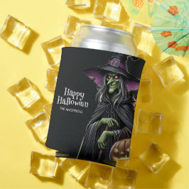 Enfriador De Latas Halloween con temática de bruja negra