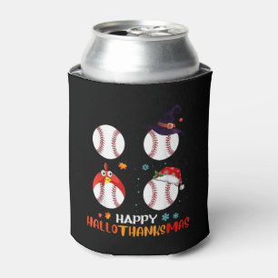 Enfriador De Latas Halloween De Béisbol Y Feliz Navidad