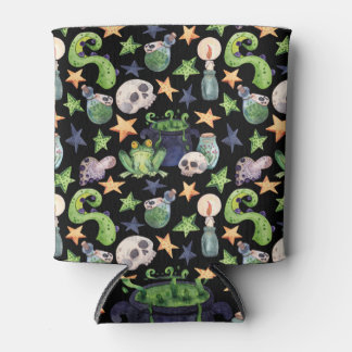 Enfriador De Latas Halloween de fantasía: Patrón oscuro dibujado a ma