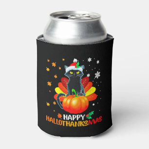 Enfriador De Latas Halloween De Gato Negro Y Feliz Hall De Feliz Navi