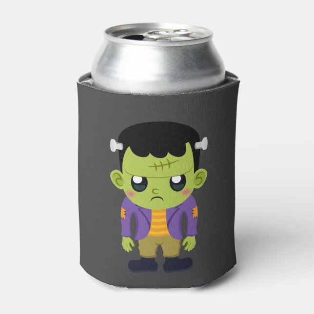 Enfriador De Latas Halloween de Monstruo Frankenstein Verde (Lata Anverso)