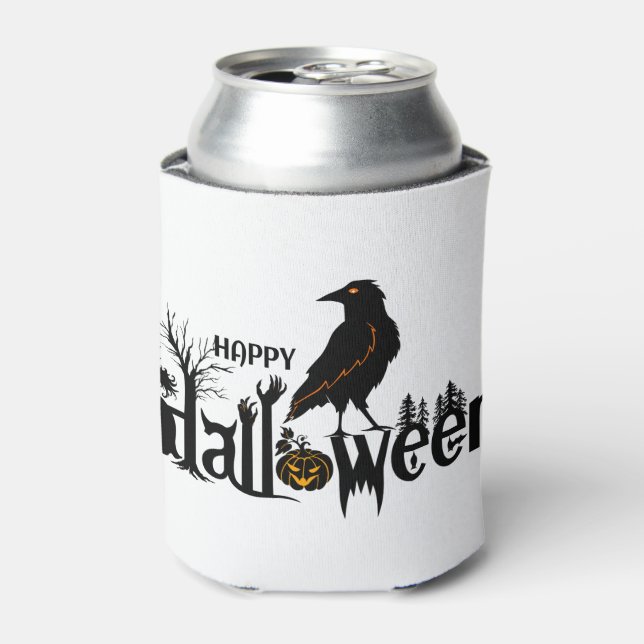 Enfriador De Latas Halloween espeluznante con Ilustracion de cuerdas (Lata Anverso)