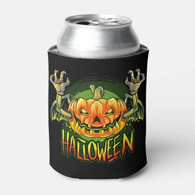 Enfriador De Latas Halloween espeluznante Jack-O-Lantern (Lata Anverso)