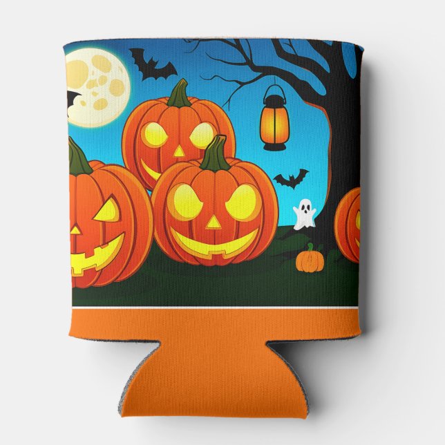 Enfriador De Latas Halloween Ghosts, Pumpkins, Bats (Reverso)