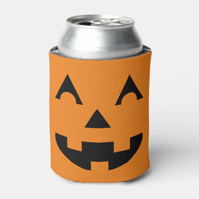 Enfriador De Latas Halloween Jack O Lantern Pumpkin Face (Lata Anverso)
