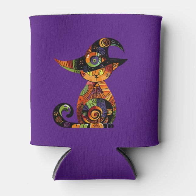 Enfriador De Latas Halloween/mística/gato/otoño (Anverso)
