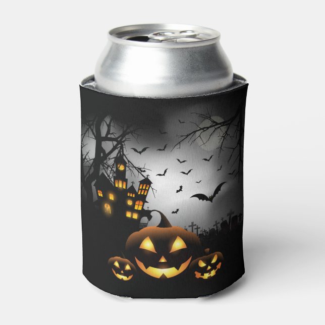 Enfriador De Latas Halloween - Parodias de calabazas Gris Moon - Todo (Lata Anverso)