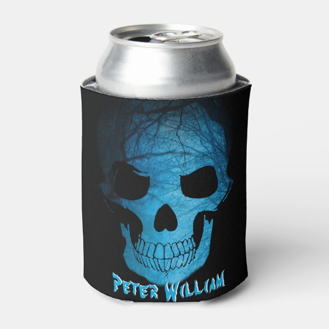 Enfriador De Latas Halloween Personal Scary Blue Night Skull (Lata Anverso)