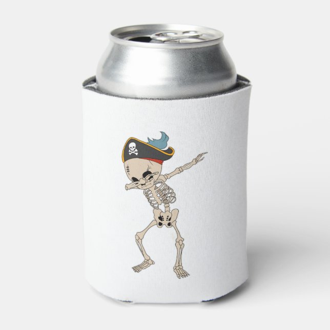 Enfriador De Latas Halloween Skeleton Pirate Dab Dance (Lata Anverso)