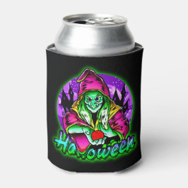 Enfriador De Latas Halloween Spooky Green Witch Magic Gorra Apple