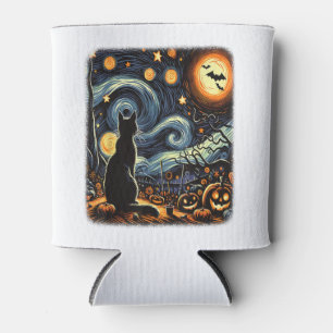 Enfriador De Latas Halloween Van Gogh Starry Night Black Cat Pumpkins