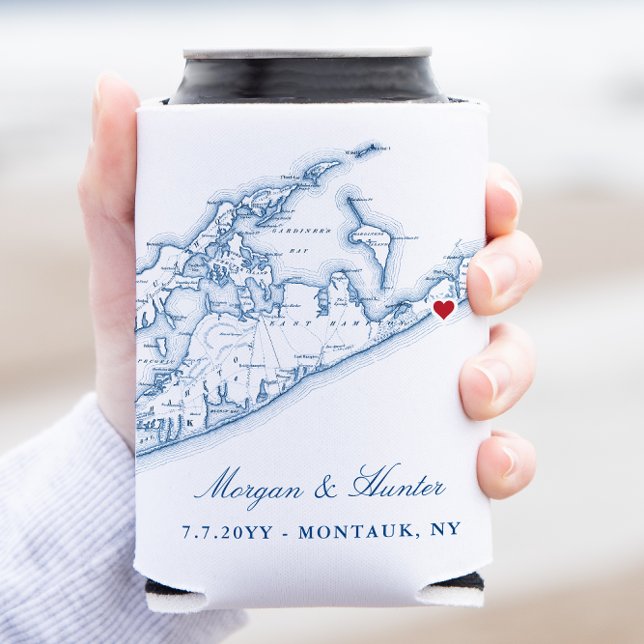 Enfriador De Latas Hamptons Montauk Boda Favor del Consumidor (This Hamptons, NY can cooler is perfect for your wedding in Montauk, the North Fork, or The Hamptons)