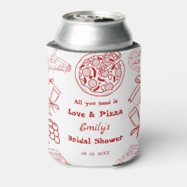 Enfriador De Latas Hand Drawn es amor y pizza Despedida de soltera