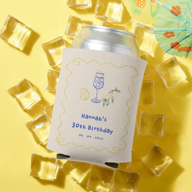 Enfriador De Latas Hand Drawn Summer Adult 30th Birthday (Verano in situ)