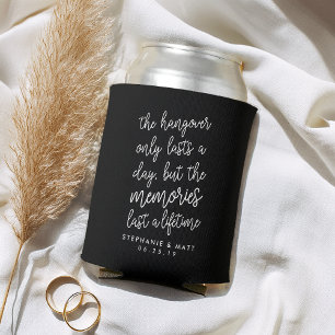 Enfriador De Latas Hangover de Boda blanco y negro