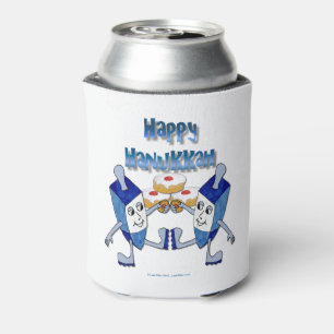 Enfriador De Latas Hanukkah Dancing Dreides y Jelly Doughnut