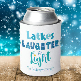 Enfriador De Latas Hanukkah Latkes Laughter Light Fun Audaz Tipografí