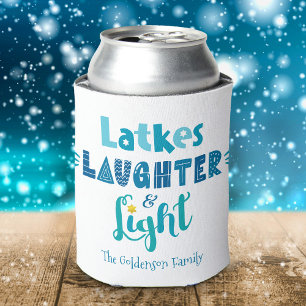 Enfriador De Latas Hanukkah Latkes Laughter Light Fun Audaz Tipografí