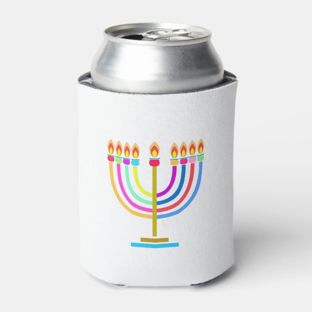 Enfriador De Latas Hanukkah Menorah Luces Símbolo de vacaciones (Lata Anverso)