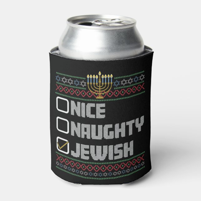 Enfriador De Latas Hanukkah, Navidades judíos judíos de Santa Ugly (Lata Anverso)