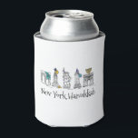 Enfriador De Latas Hanukkah NYC vacaciones judías Chanukah<br><div class="desc">Cuenta con un original ilustracion con lápiz y tinta de una fila de monumentos clásicos de la ciudad de Nueva York, "vestidos" para la festividad de Hanukkah. ¡Genial para cualquiera que viva o ame NYC! ¿No ves exactamente lo que buscas? ¿Necesita ayuda con la personalización? Haga clic en "Recaucaheartsny" (esquina...</div>