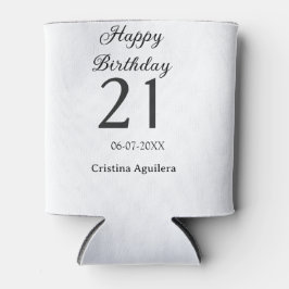 Enfriador De Latas Happy 21st birthday bold letter simple name minima