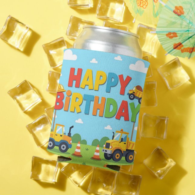 Enfriador De Latas Happy birthday construction builder theme (Verano in situ)