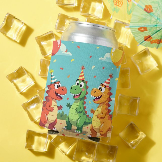 Enfriador De Latas Happy birthday dinosaurs theme (Verano in situ)