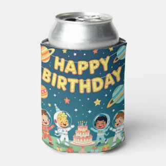 Enfriador De Latas Happy birthday space theme