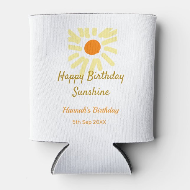 Enfriador De Latas Happy birthday sunshine yellow orange birthday boh (Anverso)
