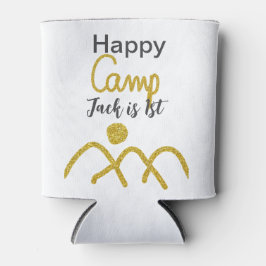 Enfriador De Latas Happy camping camper one birthday kids golden sun