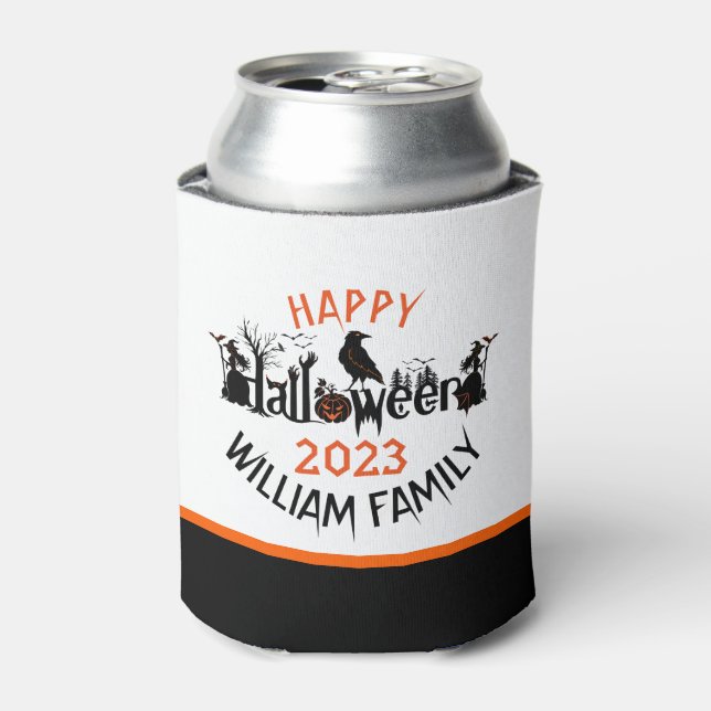 Enfriador De Latas Happy Halloween Spooky Concept Text (Lata Anverso)