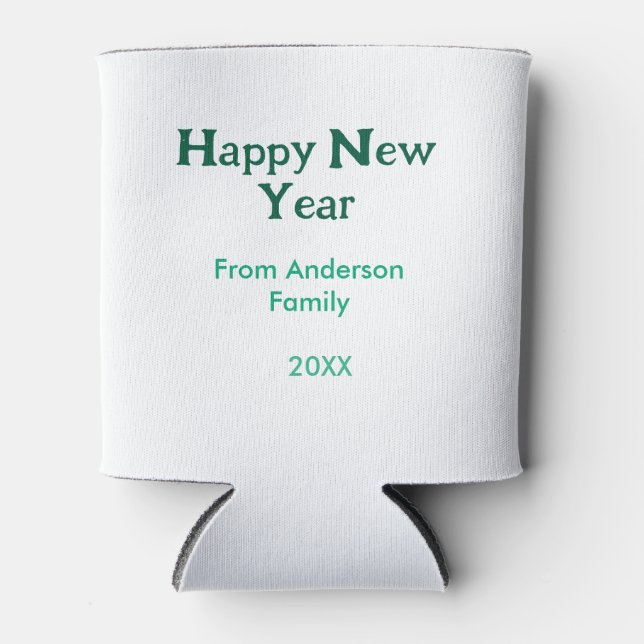 Enfriador De Latas Happy new year green add family name year simple  (Anverso)