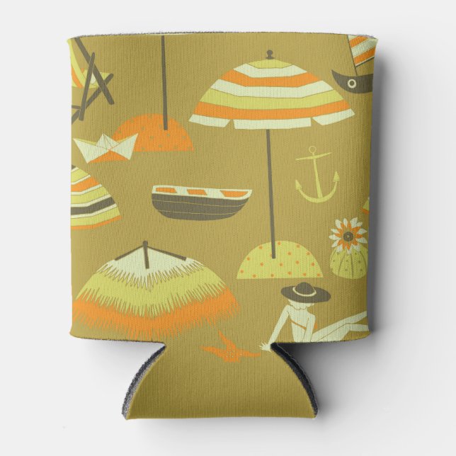 Enfriador De Latas Happy Summertime Fun Seless Pattern (Anverso)