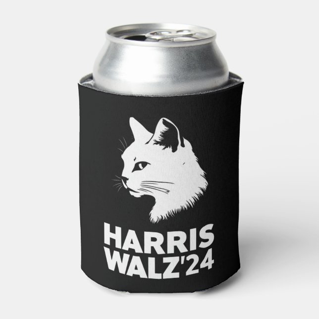 Enfriador De Latas Harris Waltz 2024 Gato gracioso Kamala Tim (Lata Anverso)