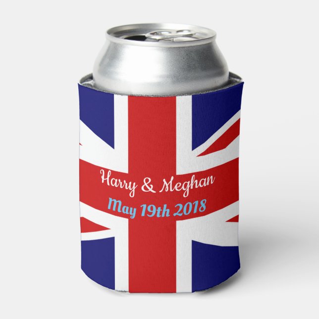 Enfriador De Latas Harry y Meghan, Union Jack. (Lata Anverso)