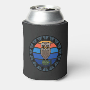 Enfriador De Latas Hawaiiam Pueo Owl Retro Sun Circle