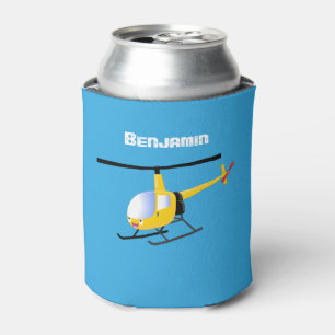 Enfriador De Latas Helicóptero de personalizado alegre amarillo lindo